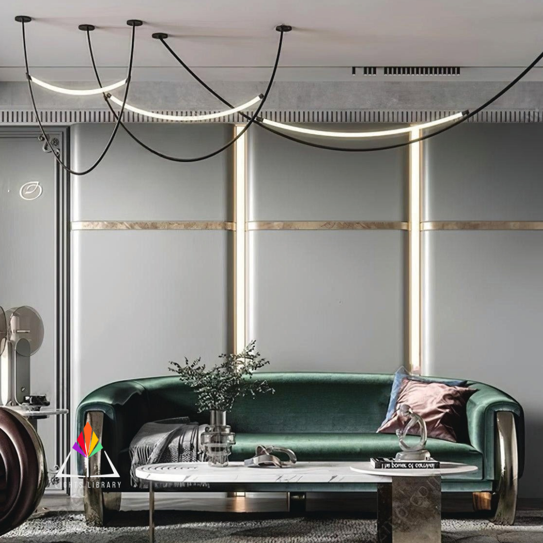 Lunar Arc: Elegant Suspended LED Ceiling Light