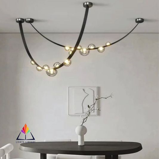 Nebula Arc: Sculptural Glass Bubble Chandelier