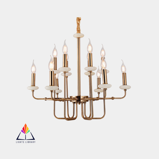 Regal Glow: Classic Brass Candle Chandelier