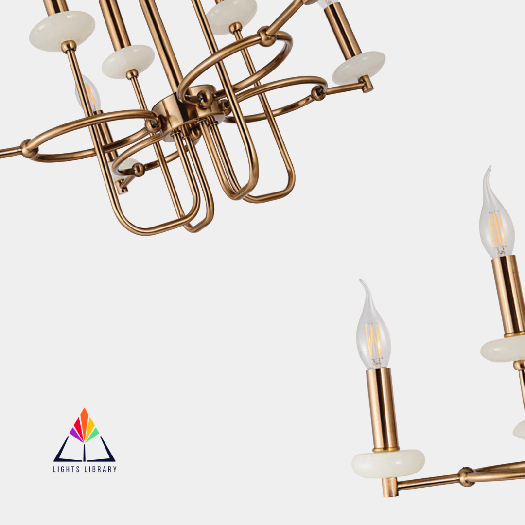 Regal Glow: Classic Brass Candle Chandelier