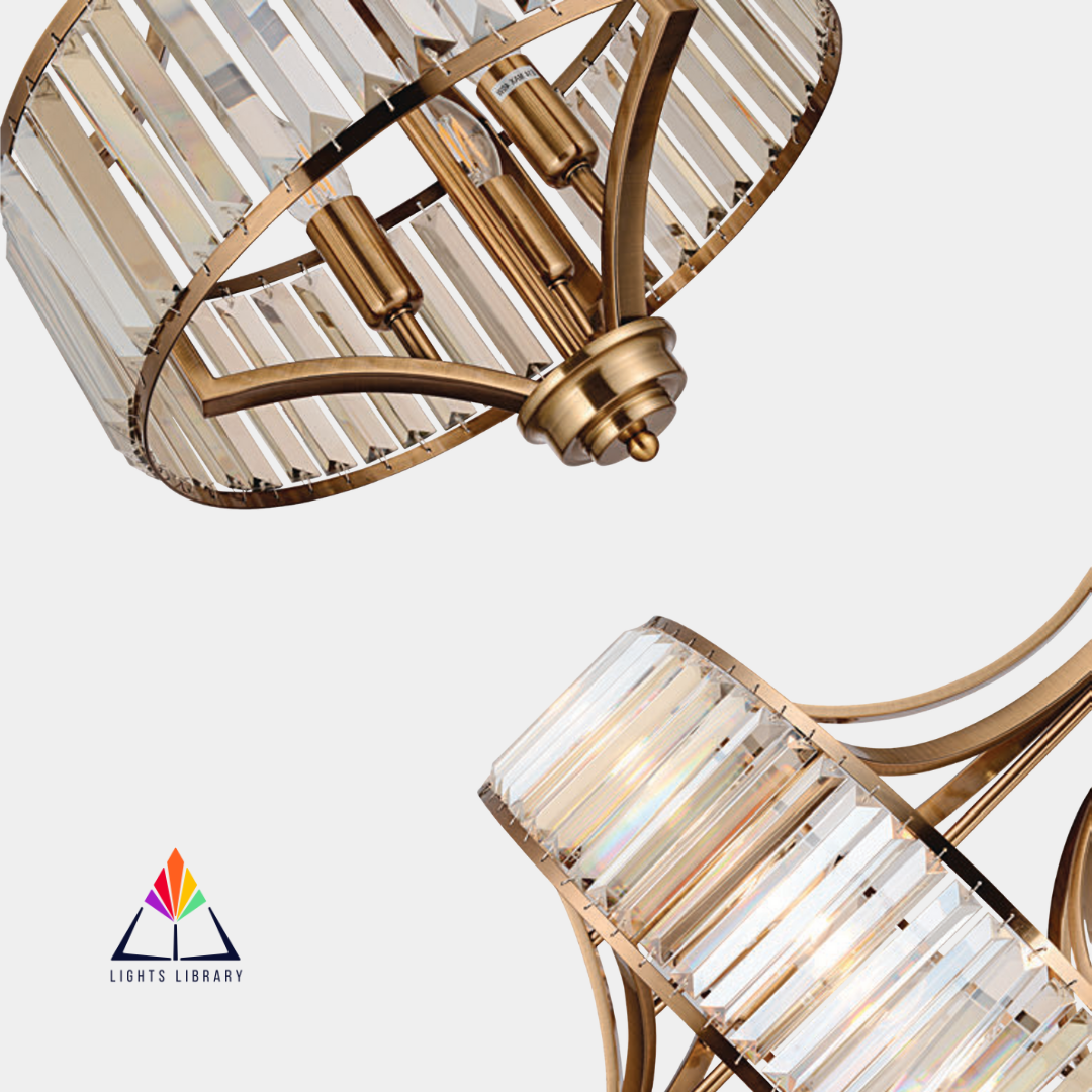 Crystal Aura: Luxe Brass & Glass Chandelier