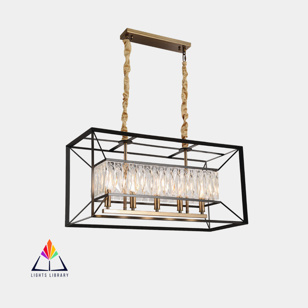 Luxe Grid: Rectangular Crystal Chandelier Light