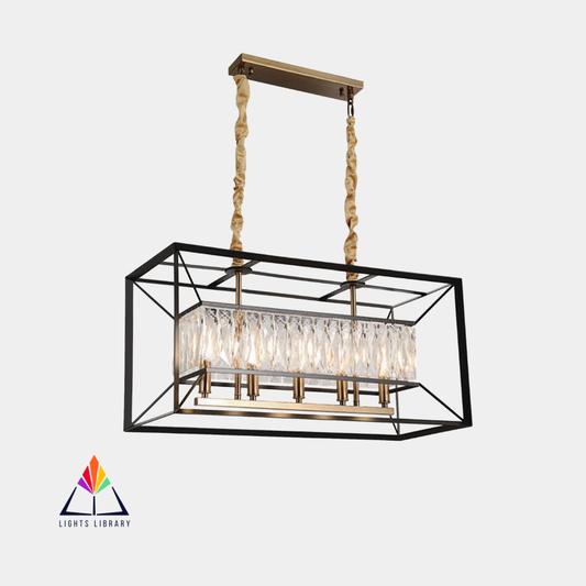 Luxe Grid: Rectangular Crystal Chandelier Light