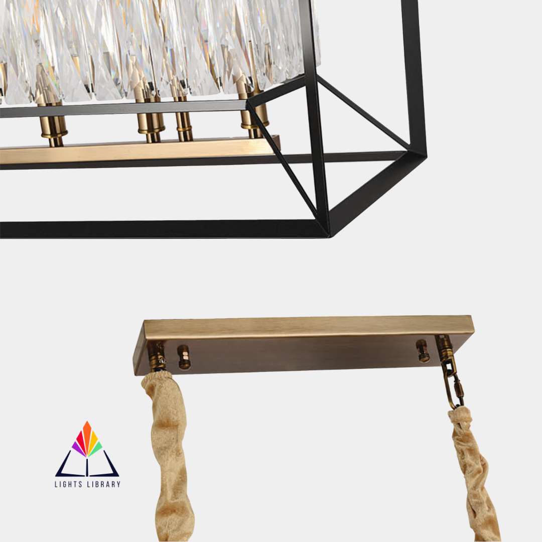 Luxe Grid: Rectangular Crystal Chandelier Light