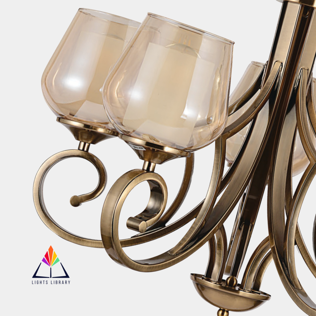 Regal Glow: Vintage-Inspired Brass Chandelier