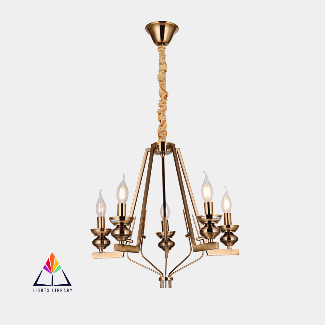 Majestic Arc: Modern Geometric 5-Light Chandelier