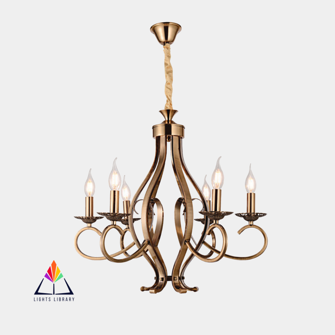 Regal Elegance: Vintage Brass Chandelier