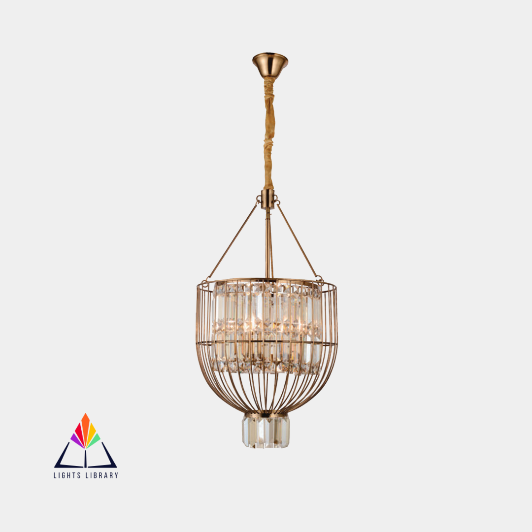 Crystal Haven: Elegant Cage Pendant Chandelier