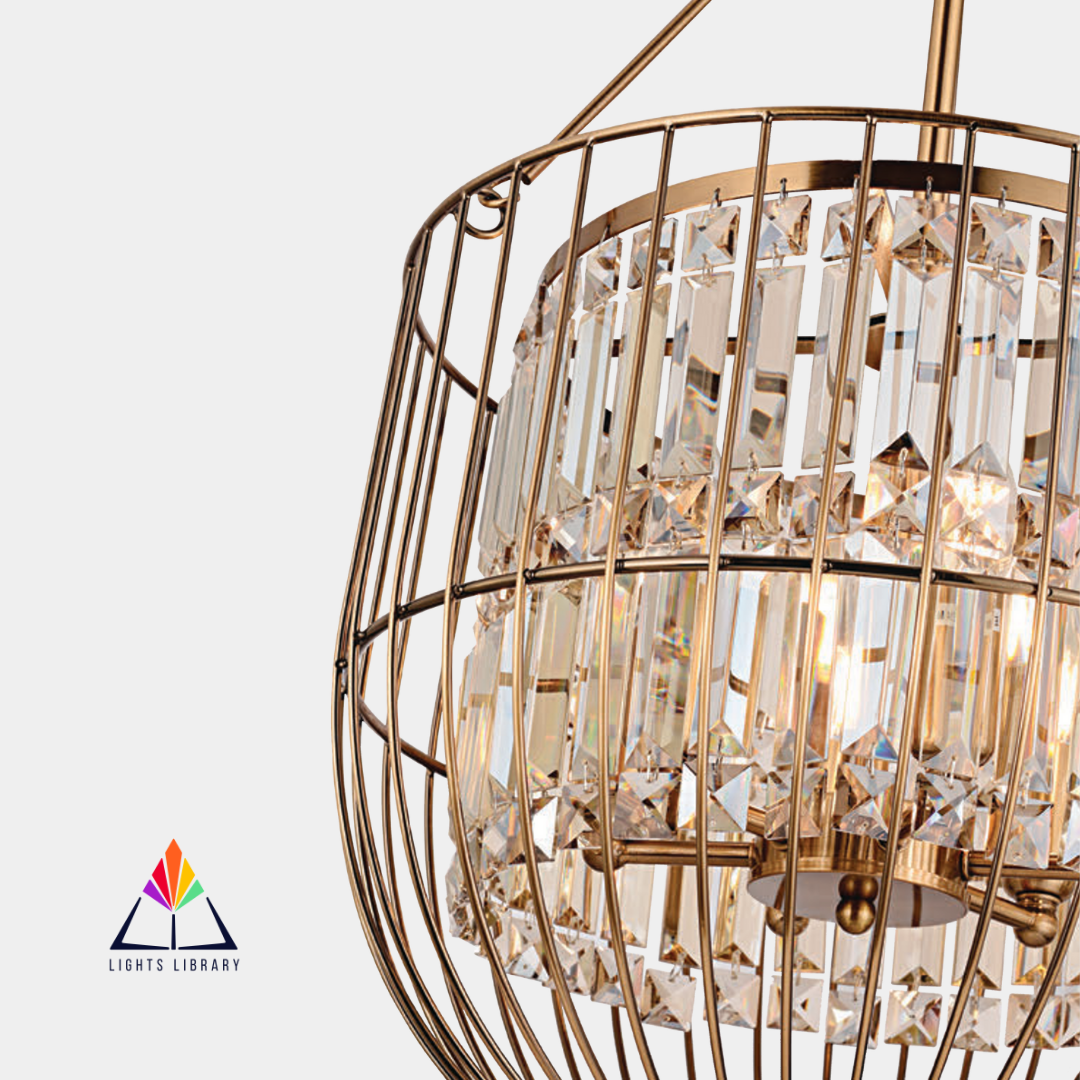Crystal Haven: Elegant Cage Pendant Chandelier