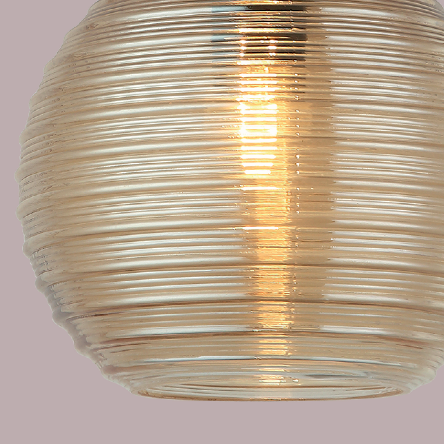 Ribbed Amber Sphere Pendant Light