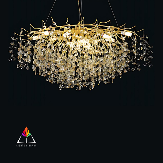 Golden Canopy: Grand Crystal Branch Chandelier