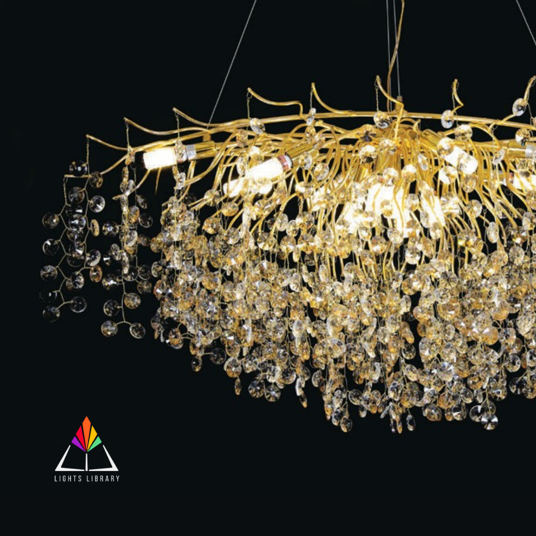 Golden Bloom: Luxurious Crystal Branch Chandelier