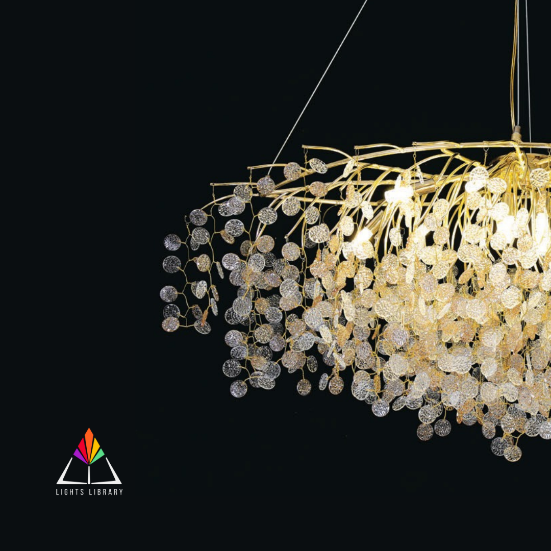 Golden Vine: Cascading Crystal Leaf Chandelier