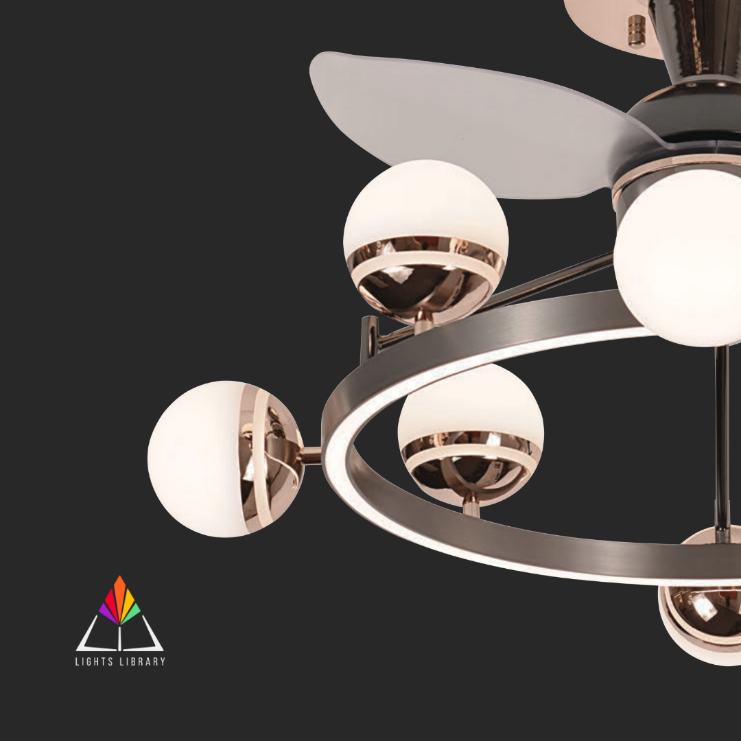 Orbit Breeze: Modern Ceiling Fan with LED Chandelier