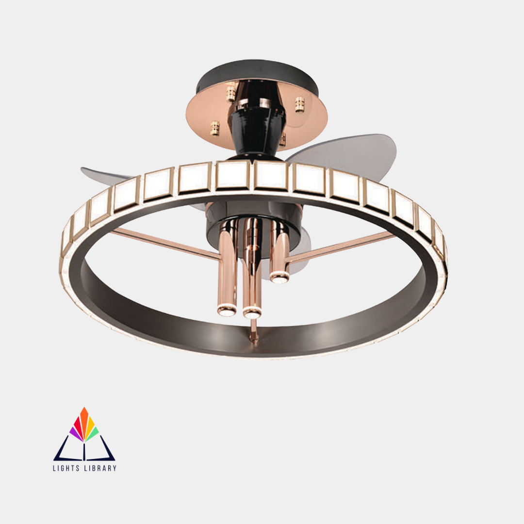 Luxe Glide: Modern Ceiling Fan with LED Ring Light