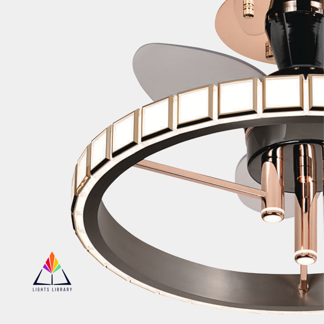 Luxe Glide: Modern Ceiling Fan with LED Ring Light