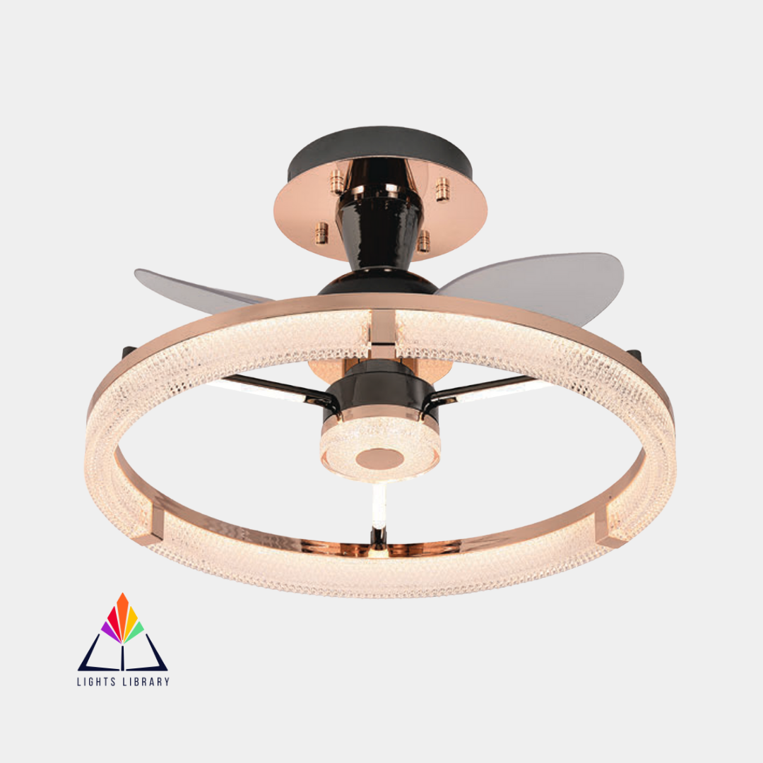 Lumin Aero: Sleek LED Ceiling Fan with Crystal Ring