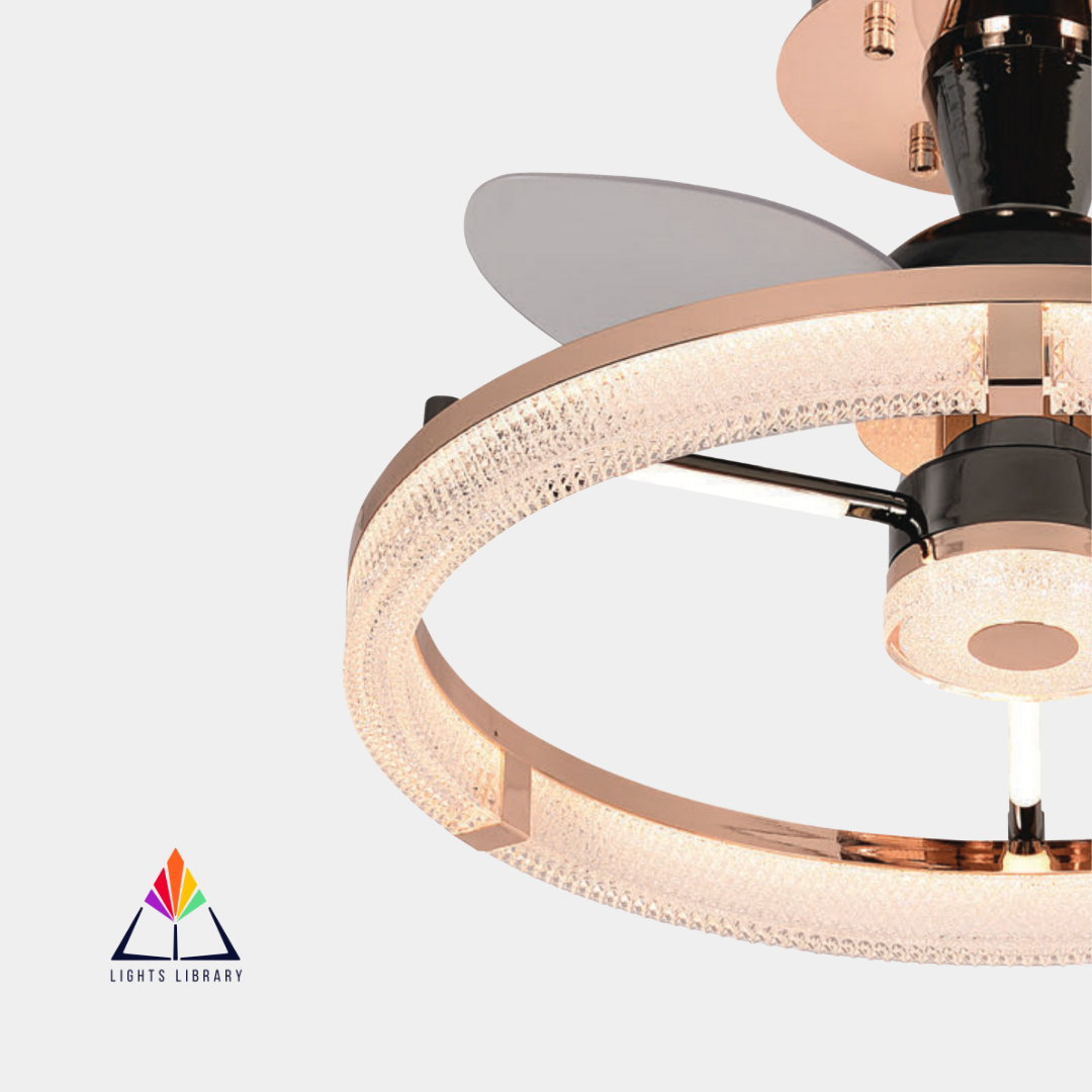 Lumin Aero: Sleek LED Ceiling Fan with Crystal Ring