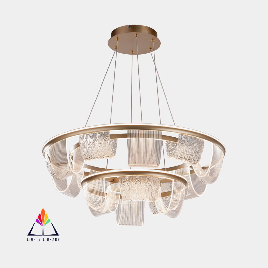 Grand LuxeWave Double-Tier Crystal LED Chandelier