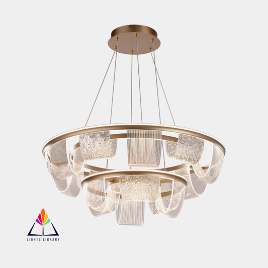 Grand LuxeWave Double-Tier Crystal LED Chandelier