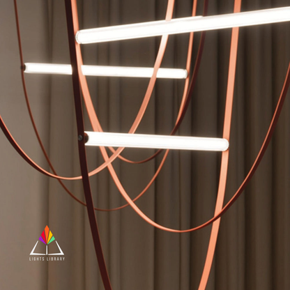 Luminous Strands: Modern Floating LED Chandelier